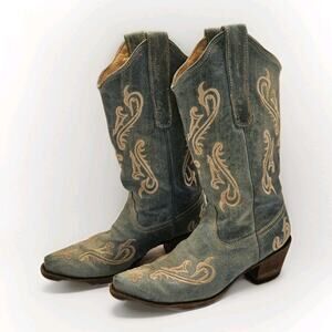 Corral Women's Turquoise Blue Cortez Cowboy Snip Toe Boots Style R1973 Sz 7.5 M